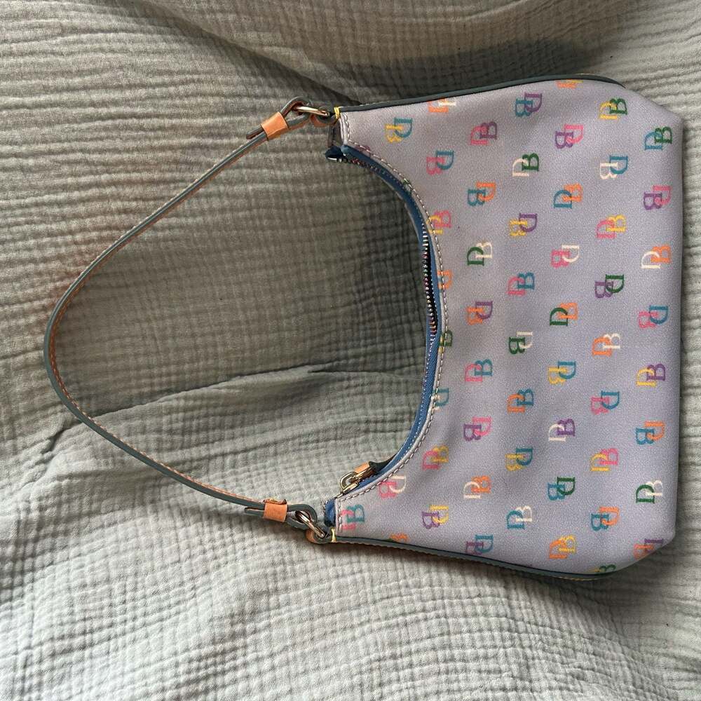 Vintage Dooney & Bourke Multi-Color Monogram Small Hobo Bag